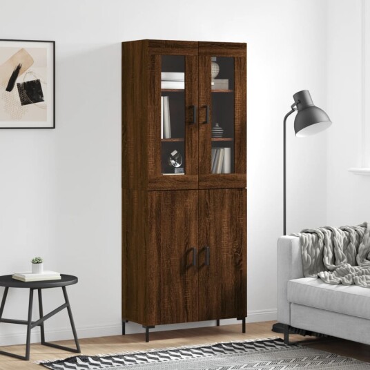 vidaXL Highboard brun eik 69,5x34x180 cm konstruert tre 8720845476380