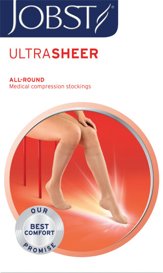 JOBST Ultra Sheer knestrømpe, Klasse 1, large, sort, 1 par JOBST Ultra Sheer knestrømpe, Klasse 1, large, sort, 1 par