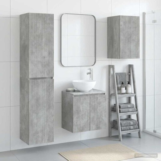 vidaXL Baderomsinnredningssett 3 stk. Betonggrå 33 x 34,5 x 160 cm
