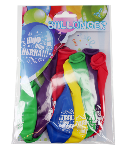 Ballonger Hipp hipp hurra 8pk