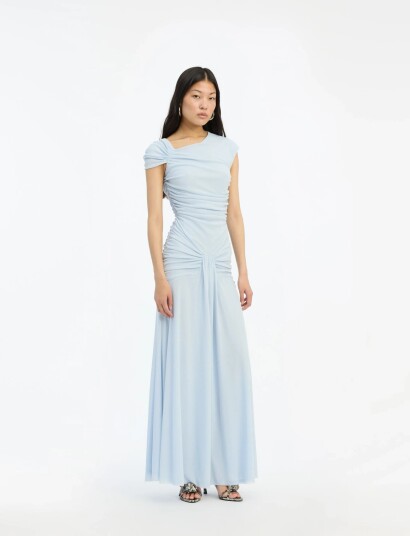 ROTATE Birger Christensen Maxi Asymmetric Dress   Blue   40