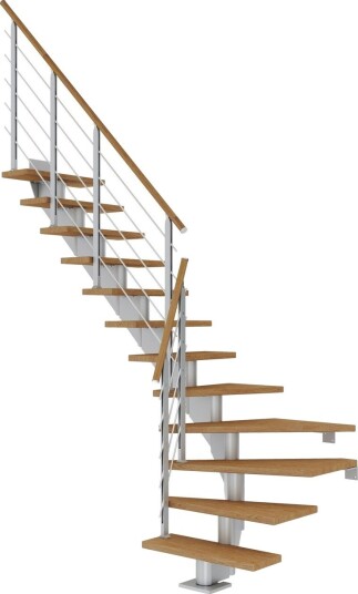 Dolle Hamburg L-trapp I Pearl Grey-design-oljeret Eik-85-11 - Loddret Høyde Op Til 258 Cm