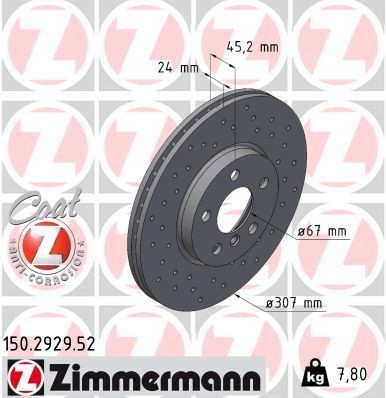 Bremseskive ZIMMERMANN 150.2929.52