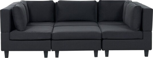 Modulsoffa med fotpall Beliani Unstad Beige/svart Symmetrisk Black
