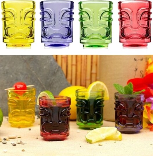 4 stk Tiki Shotglass i Forskjellige Farger 4 stk Tiki Shotglass i Forskjellige Farger