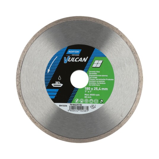 Norton Diamantkappeskive Vulcan Ceram 180x25,4x1,7 Mm Norton Diamantkappeskive Vulcan Ceram 180x25,4x1,7 Mm