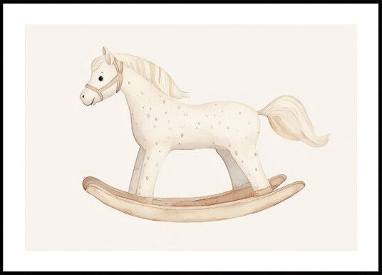 Rocking Horse Vintage Toy Minimalist Nursery Wall Art Plakat Plakat / 40x50cm
