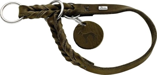 Hunter Hundehalsbånd Solid Education Olivengrønn M (40-45 cm)