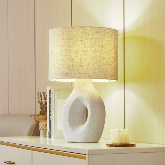 Lindby bordlampe Thalassia hvit Ø 30 cm keramikk Lindby bordlampe Thalassia hvit Ø 30 cm keramikk