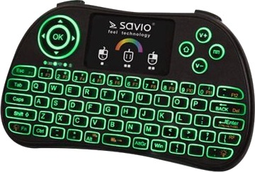 Savio Kw-03 - Tastatur - Med Styreplate - Bakgrunnsbelyst - Trådløs - Qwerty - Svart