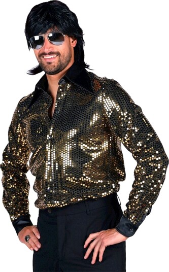 Thetru B.v. Disco Skjorte Herre Svart/Gull Deluxe Large 3829-1400-000L