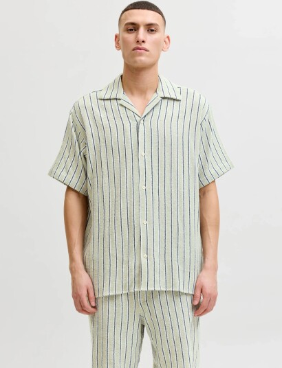 Jack & Jones Jjecoba Stripe Resort Shirt Ss Sn White XL