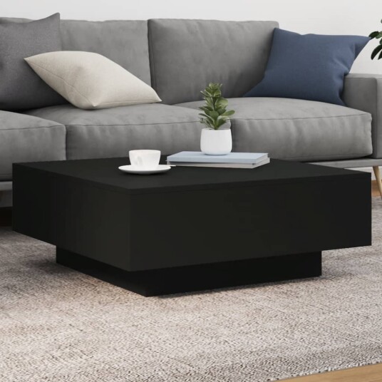  Salongbord med LED-lys svart 80x80x31 cm 836589