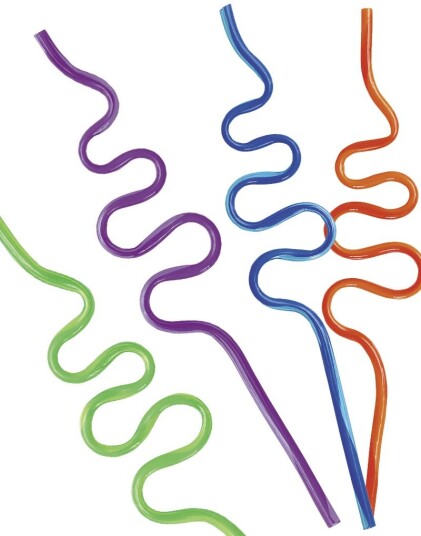 Unique 12 stk Gjenbrukbare Swirly Straws Bølgede Sugerør 49130