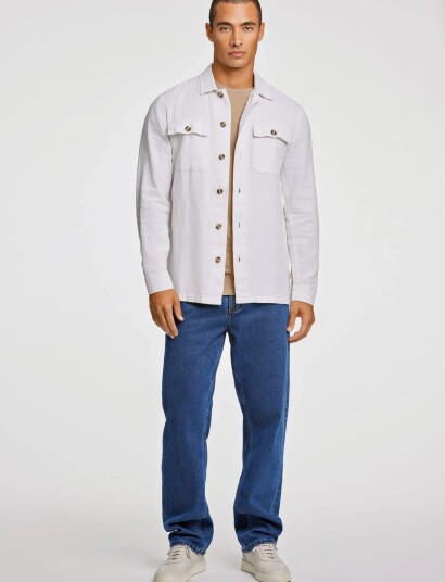 Lindbergh Cotton Linen Overshirts L/S White L