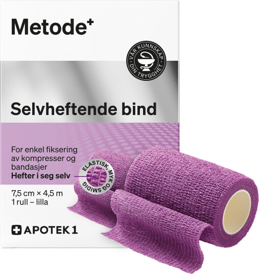 Metode selvheftende bind lilla 7,5 cm x 4,5 m 1 stk