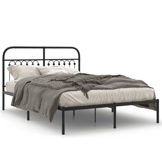  Sengeramme i metall med sengegavl svart 140x200 cm 8721102644900