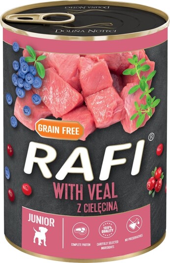 Rafi Våtfôr Junior Pastete Med Kalvekjøtt Tyttebær Og Blåbær 24 X 400 G