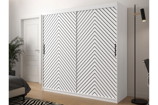 Garderobe 200 Hvit|Svart