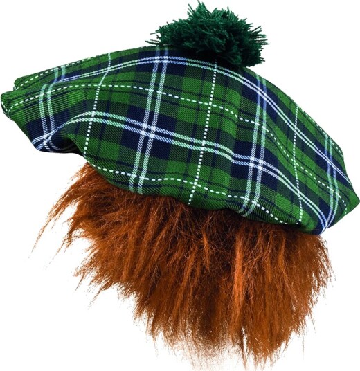Grønn Beret/Skottehatt med Hår