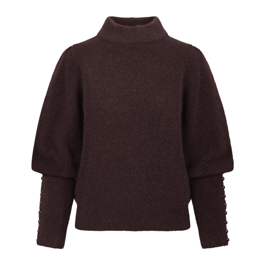 Aska Sweater Fudge L Puffed sleeves mohair sweater