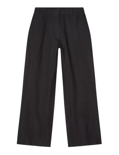 Lexington Clothing Mid Waist Wide Leg Linen Pants   Black   S