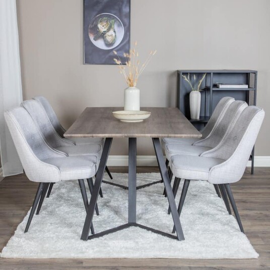 Venture Home Spisegruppe Venture Home Madde med 6 Vera Stoler Polyester GR20271