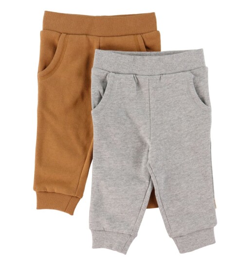 Minymo Joggebukser 2 pack Jordekorn 74 Joggebukse Brun Grå Oransje
