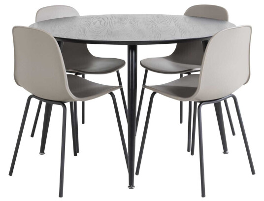 Venture Design Dipp & Arctic spisegruppe Svart/khaki 4 st stoler & bord 115 cm