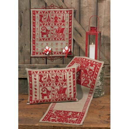 Permin Broderisett Lin Julekalender Julestemning 45x50cm
