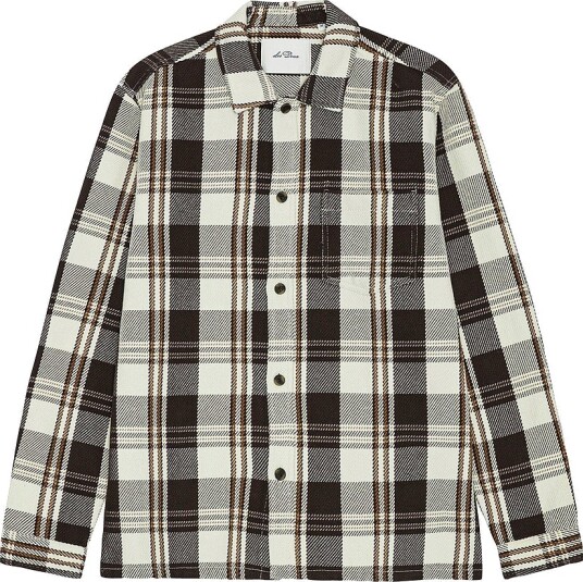 Les Deux Overtreksskjorte Structured Check Overshirt Beige