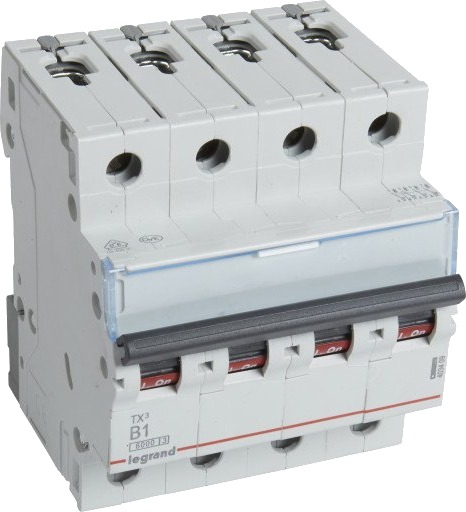 Legrand TX³ MCB automatsikring B1 4P 4M 6/6kA