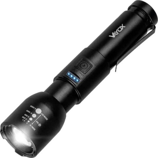 Vayox VA0180 LED lommelykt - 800lm, 20W, Zoom, IPX4, USB-C