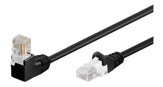 Goobay 10m CAT 5e Nettverkskabel 90° Vinklet U/UTP Svart