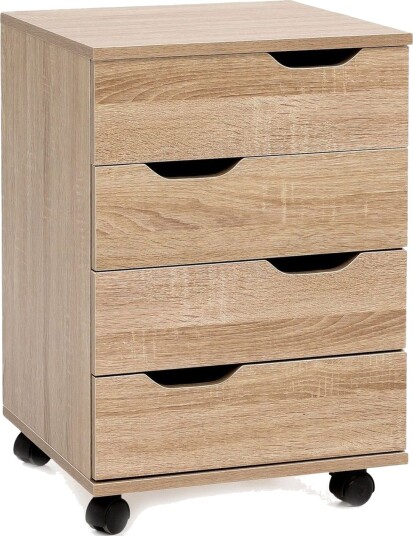 Rullecontainer Wohnling 4 skuffer foliert sponplate med hjul moderne  