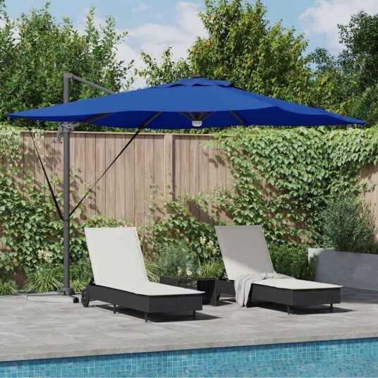  Cantilever Roma Parasol med LED er azurblå 286x285x270 cm Aluminium