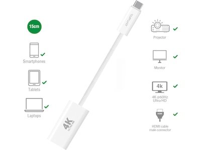 4smarts USB C til HDMI adapter 15cm hvit 4S540956