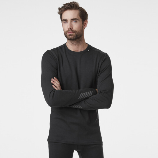 Helly Hansen Lifa Merino Midweight Crew, ulltrøye herre  S BLACK