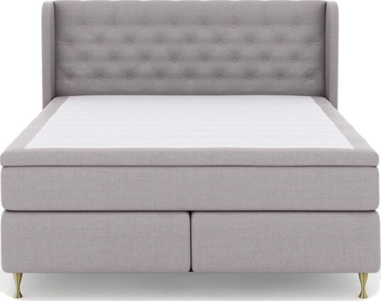 Select No 6 Komplett Sengepakke 210x210 Fast Lateks/Memory - Lysegrå/Gullben