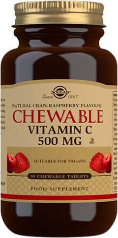Solgar C Vitamin Tyggetabletter Tranebær/Bringebær Smak   90 Tabletter