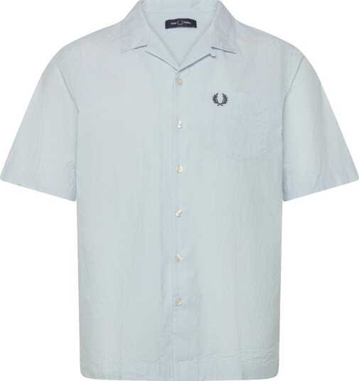 Fred Perry Seersucker Revere Collar Shirt   Blue   S