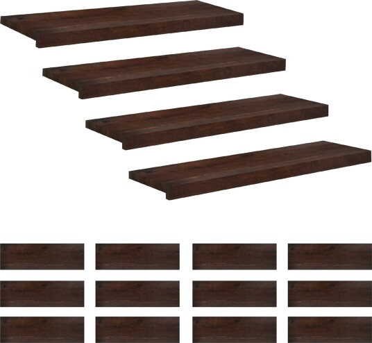 vidaXL Trappetrinn 16 stk. 80 x 30 x 2 cm Mørk brun Massiv bøketre