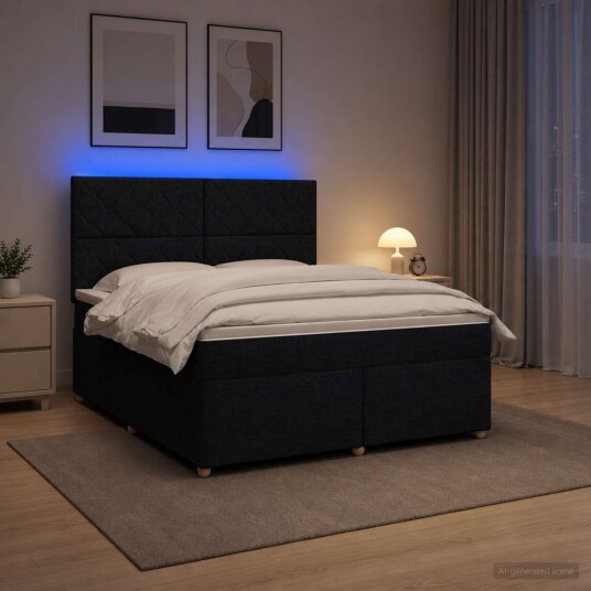 vidaXL Kontinentalseng med madrass Svart 140 x 190 cm Stoff