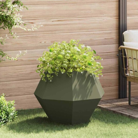 vidaXL Plantekassed Olivengrønn 75 x 75 x 60 cm Stål