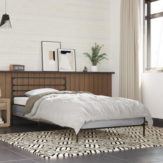  Sengeramme grå sonoma 90x200 cm konstruert tre og metall 8721102445637