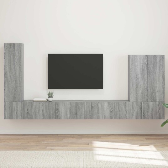 TV vegghyllesett Veggmontert 6 pcs Grå Sonoma