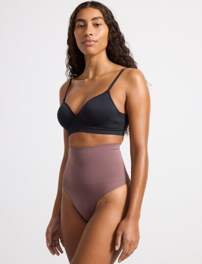 Lindex Girdle Shaping Thong High Sea - Brown - M Lindex Girdle Shaping Thong High Sea - Brown - M