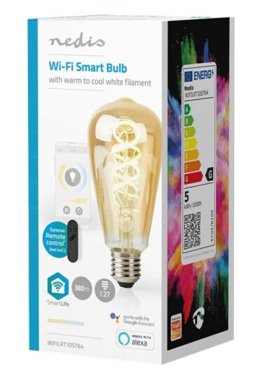 Nedis Smartlife Led-Filamentlyspære Form: St64 E27 4.9 W Ekvivalent 40 Klasse G Varm Til Kjølig Hvitt Lys 1800-6500 K Gull Nedis Smartlife Led-Filamentlyspære Form: St64 E27 4.9 W Ekvivalent 40 Klasse G Varm Til Kjølig Hvitt Lys 1800-6500 K Gull