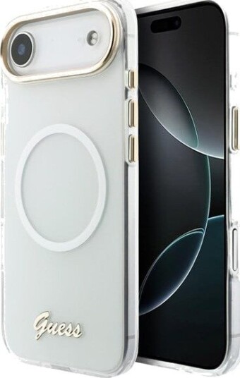 GUESS IML Gradient Script Metal MagSafe Case for iPhone Air - White