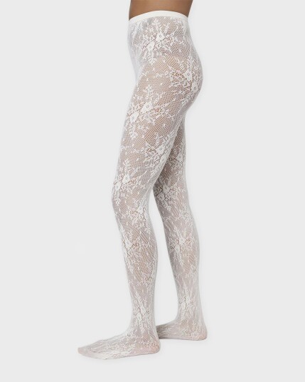 Swedish StockingStrømpebukser Rosa Lace Tights   Hvit